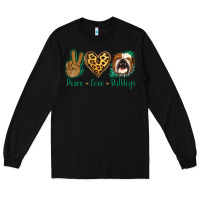 Black Peace Love Bulldog Long Sleeve Tee - Jasminsmagicworld