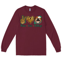 Burgundy Peace Love Bulldog Long Sleeve Tee - Jasminsmagicworld