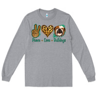 Heather Grey Peace Love Bulldog Long Sleeve Tee - Jasminsmagicworld