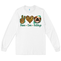 White Peace Love Bulldog Long Sleeve Tee - Jasminsmagicworld