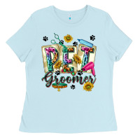 Baby Blue Western Pet Groomer Ladies Tee - texasbilliewilder