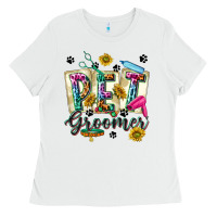 White Western Pet Groomer Ladies Tee - texasbilliewilder