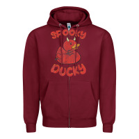 Burgundy spooky devil rubber duck halloween Zipper Hoodie - longCreatives