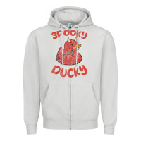 Dove Grey spooky devil rubber duck halloween Zipper Hoodie - longCreatives