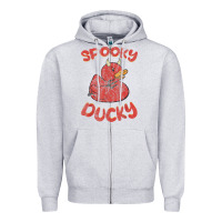 Heather Grey spooky devil rubber duck halloween Zipper Hoodie - longCreatives