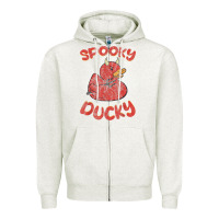 Oatmeal Heather spooky devil rubber duck halloween Zipper Hoodie - longCreatives