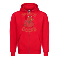 Red spooky devil rubber duck halloween Zipper Hoodie - longCreatives