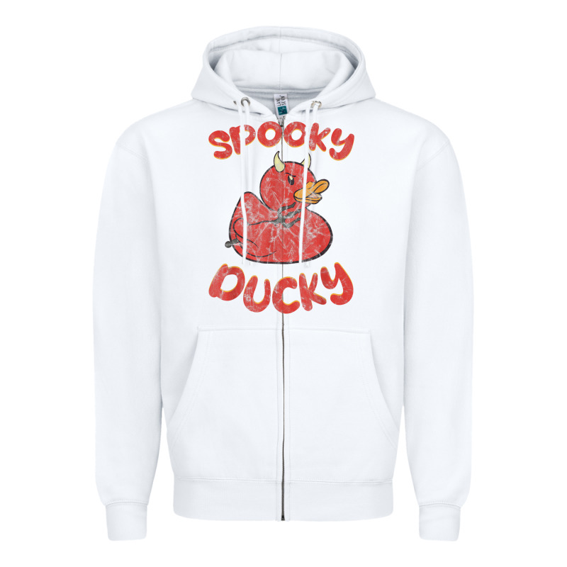 Spooky Devil Rubber Duck Halloween Zipper Hoodie by longCreatives | Teevron
