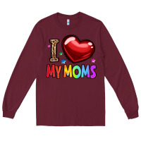 Burgundy i love my moms Long Sleeve Tee - OliviaCreatesArt
