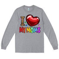 Heather Grey i love my moms Long Sleeve Tee - OliviaCreatesArt