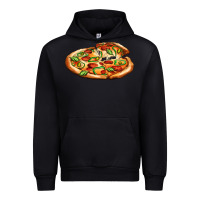 Black big pizza Urban Hoodie - AdoDesignShop