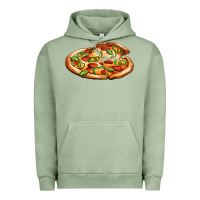 Pigment Oil Green big pizza Urban Hoodie - AdoDesignShop