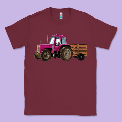 Pink Farm Tractor Classic Tee Designed By Ranaportraitstore