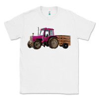 White Pink Farm Tractor Classic Tee - RanaPortraitStore