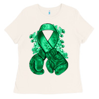 Bone Emerald green ribbon Liver Cancer boxing gloves Ladies Tee - NancyCooperArtShop