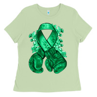 Matcha Emerald green ribbon Liver Cancer boxing gloves Ladies Tee - NancyCooperArtShop