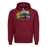 Burgundy Funny Action Park New Jersey 1978 Vintage Zipper Hoodie - longCreatives
