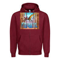Burgundy dinosaur pterodactyl Zipper Hoodie - Artiststas