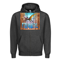 Charcoal Heather dinosaur pterodactyl Zipper Hoodie - Artiststas