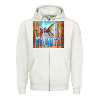 Oatmeal Heather dinosaur pterodactyl Zipper Hoodie - Artiststas