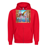 Red dinosaur pterodactyl Zipper Hoodie - Artiststas