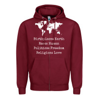 Burgundy birthplace earth race human politics freedom religion love t shirt Zipper Hoodie - longCreatives