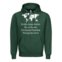 Sports Green birthplace earth race human politics freedom religion love t shirt Zipper Hoodie - longCreatives