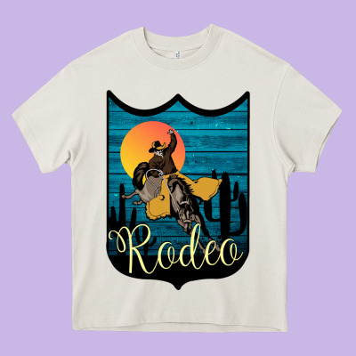 Rodeo Name Tag Heavy Core Tee Designed By Bettercallsaul