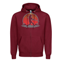 Burgundy Softball Retro Vintage 80s Style Player Gift Zipper Hoodie - longCreatives