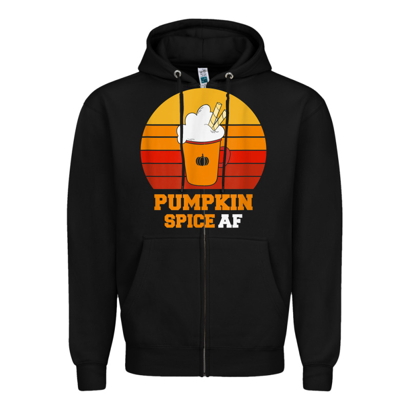 Pumpkin Spice Af Retro Vintage Background Happy Halloween Zipper Hoodie by longCreatives | Teevron
