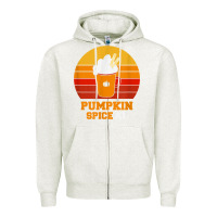 Oatmeal Heather pumpkin spice af retro vintage background happy halloween Zipper Hoodie - longCreatives