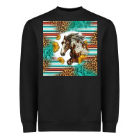 Black western mustang horse Heavyweight Sweatshirt - LillyAllenDesigns