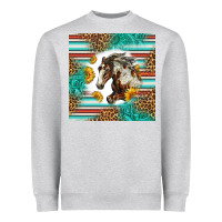Heather Grey western mustang horse Heavyweight Sweatshirt - LillyAllenDesigns