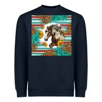 Navy western mustang horse Heavyweight Sweatshirt - LillyAllenDesigns