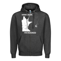 Charcoal Heather MN Minnesota Fishing T Gift for Fishermen and Anglers Zipper Hoodie - longCreatives