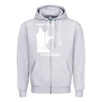 Heather Grey MN Minnesota Fishing T Gift for Fishermen and Anglers Zipper Hoodie - longCreatives