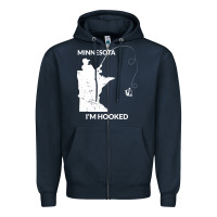 Navy MN Minnesota Fishing T Gift for Fishermen and Anglers Zipper Hoodie - longCreatives
