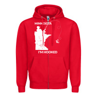 Red MN Minnesota Fishing T Gift for Fishermen and Anglers Zipper Hoodie - longCreatives