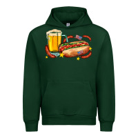 Foreset Green hot dog and beer with stars and usa flags Urban Hoodie - AdoDesignShop