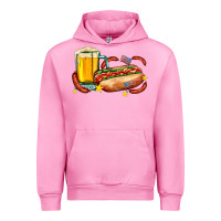 Fuchsia Pink hot dog and beer with stars and usa flags Urban Hoodie - AdoDesignShop