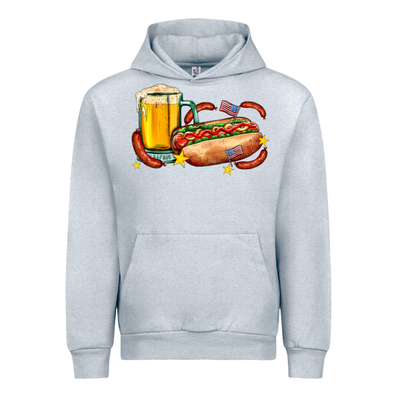 Hot Dog And Beer With Stars And Usa Flags Urban Hoodie by AdoDesignShop | Teevron