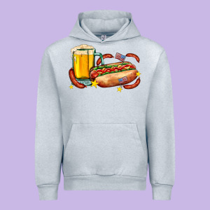 Hot Dog And Beer With Stars And Usa Flags Urban Hoodie Designed By Adodesignshop