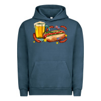 Pigment Midnight Navy hot dog and beer with stars and usa flags Urban Hoodie - AdoDesignShop