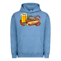Pigment Pebble Blue hot dog and beer with stars and usa flags Urban Hoodie - AdoDesignShop