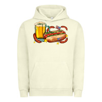 Pigment Pistachio hot dog and beer with stars and usa flags Urban Hoodie - AdoDesignShop