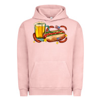 Pigment Salmon hot dog and beer with stars and usa flags Urban Hoodie - AdoDesignShop