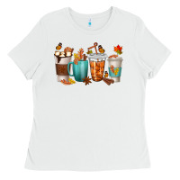 White Thankful Coffee Cups Ladies Tee - texasbilliewilder