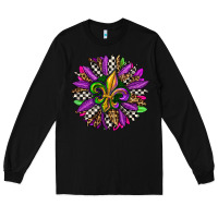 Black mardi gras sunflower Long Sleeve Tee - OliviaCreatesArt