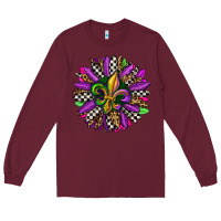 Burgundy mardi gras sunflower Long Sleeve Tee - OliviaCreatesArt