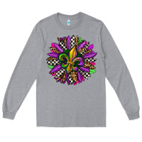 Heather Grey mardi gras sunflower Long Sleeve Tee - OliviaCreatesArt